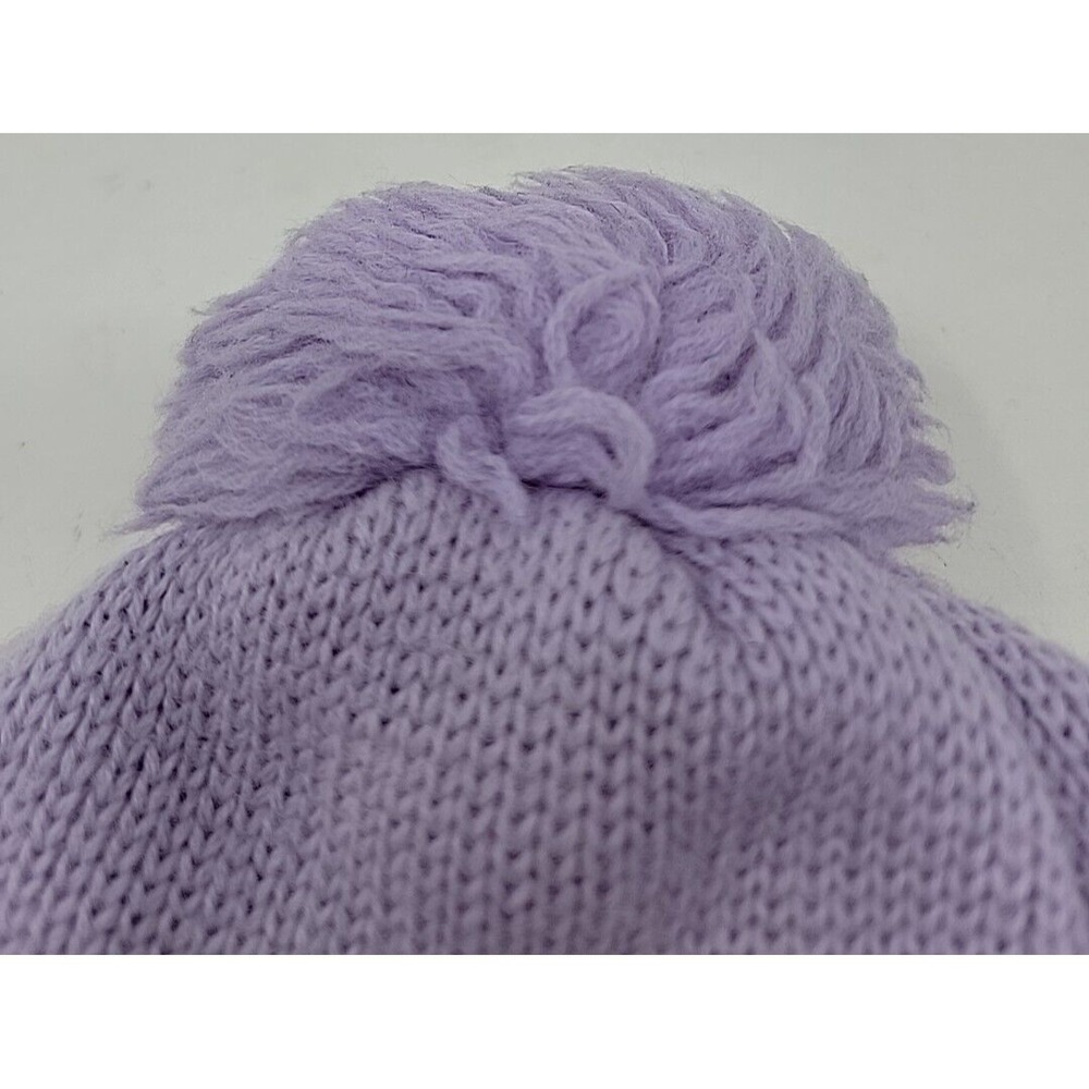 VINTAGE Meister Beanie Hat Cap One Size Knit 100% WOOL Solid Purple Pom Pom - Picture 4 of 4